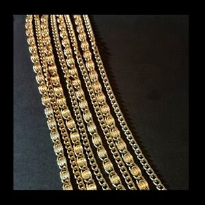 Sarah Conventry Signed War Era Four Strand Golden Goldtone Chain Link Necklace